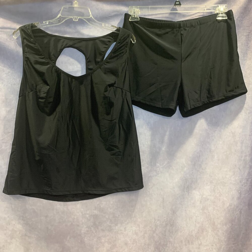 Yonique 2 Piece Athletic Tankini Tummy Control Boy Shorts Modest Swimwear NWOT